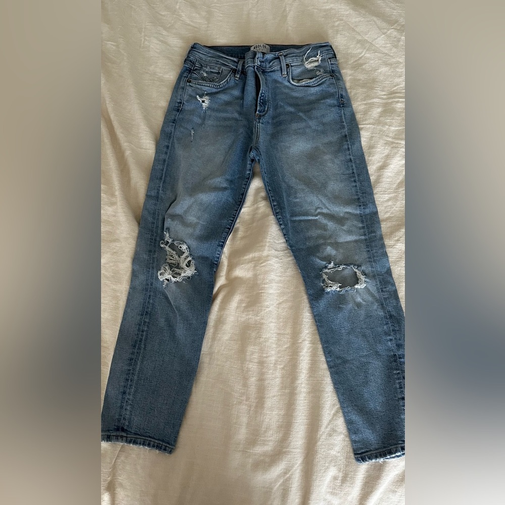 Agolde Low Rise Ripped Straight Jeans - image 2